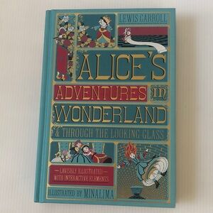 Alice in Wonderland Minalima Blue and Gold Illustrated Book